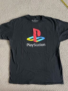 Sony Black PlayStation Logo Tee with Red, Blue, and Yellow Accent - XL